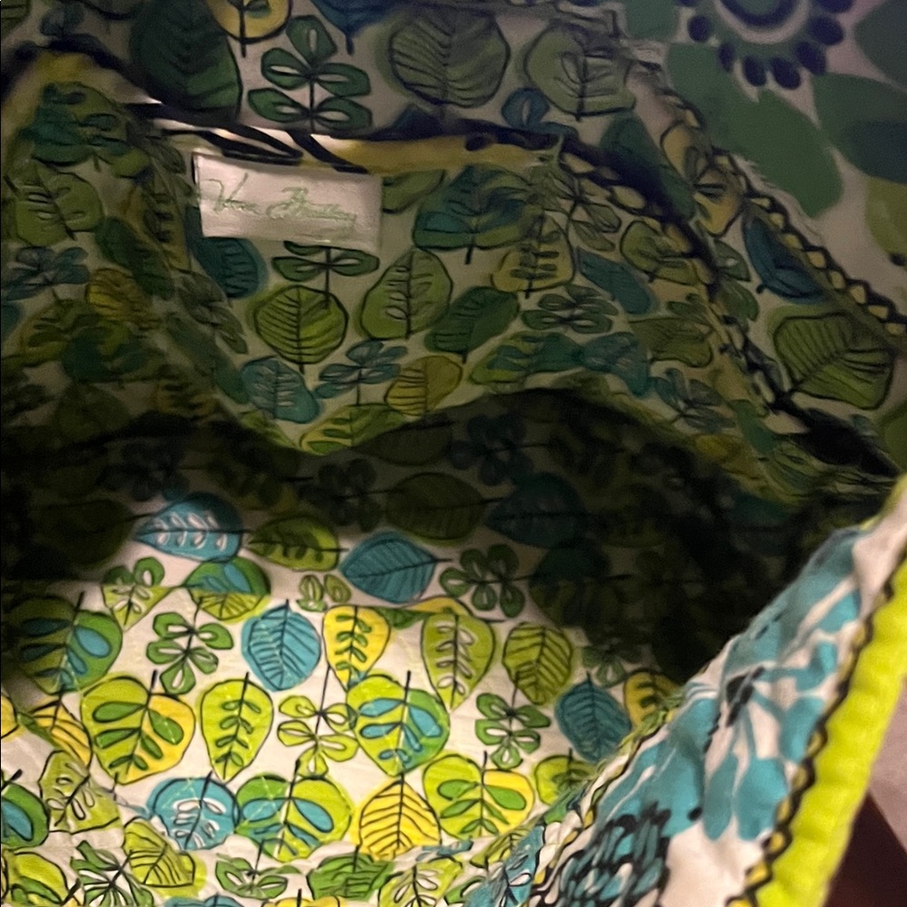 Vera Bradley Floral Tote in Lime and Aqua - Picture 3 of 6